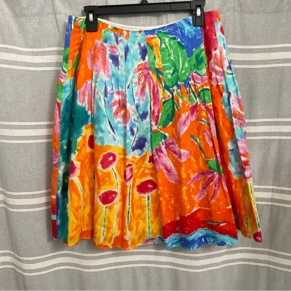 LAUREN RALPH LAUREN / Water Colored Pin Tucked Skirt Size 8P Petite